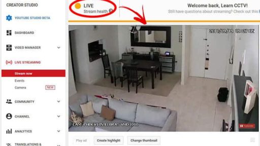 Security camera streaming to YouTube Live